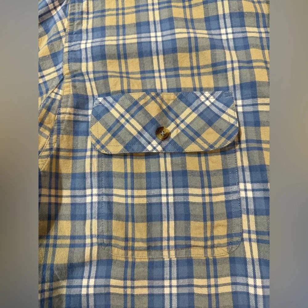 Venado Men’s Flannel Blue Plaid Button Down Shirt Long Sleeve 100% Cotton Large - Picture 5 of 15
